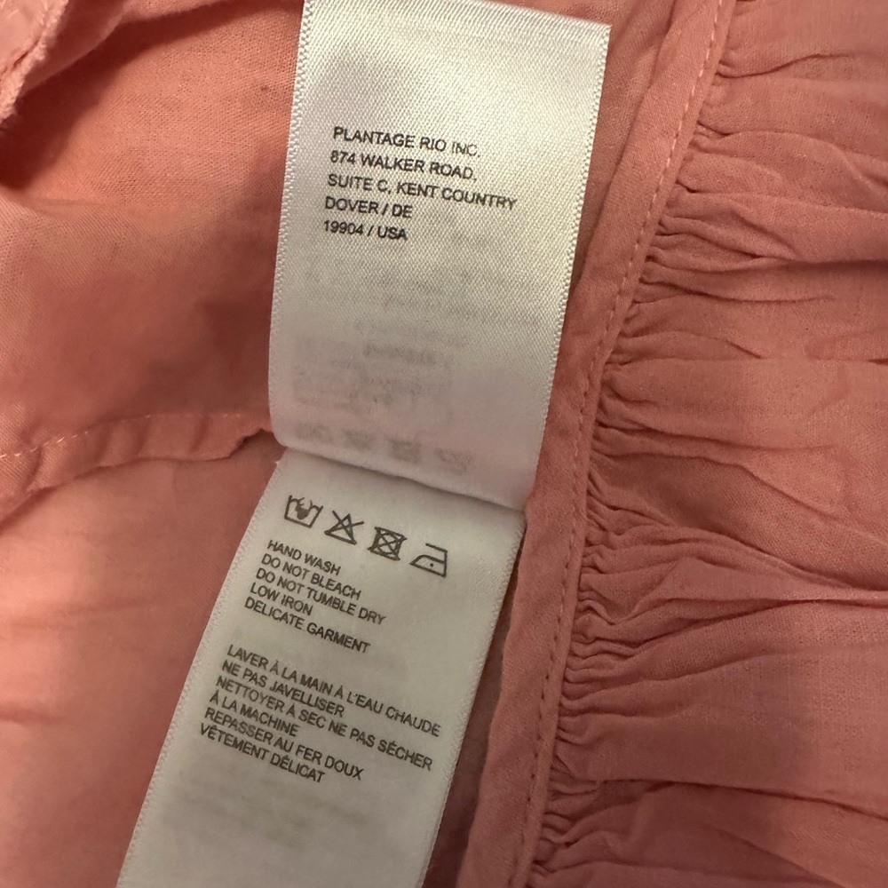 Farm Rio Anthropologie Blush Pink Wrap Blouse Top Size Medium - Picture 10 of 11